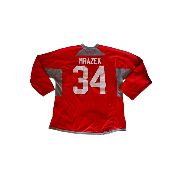 Detroit Red Wings Jersey Red Gray Mrazek #34 NHL Reebok XL - Picture 2 of 6